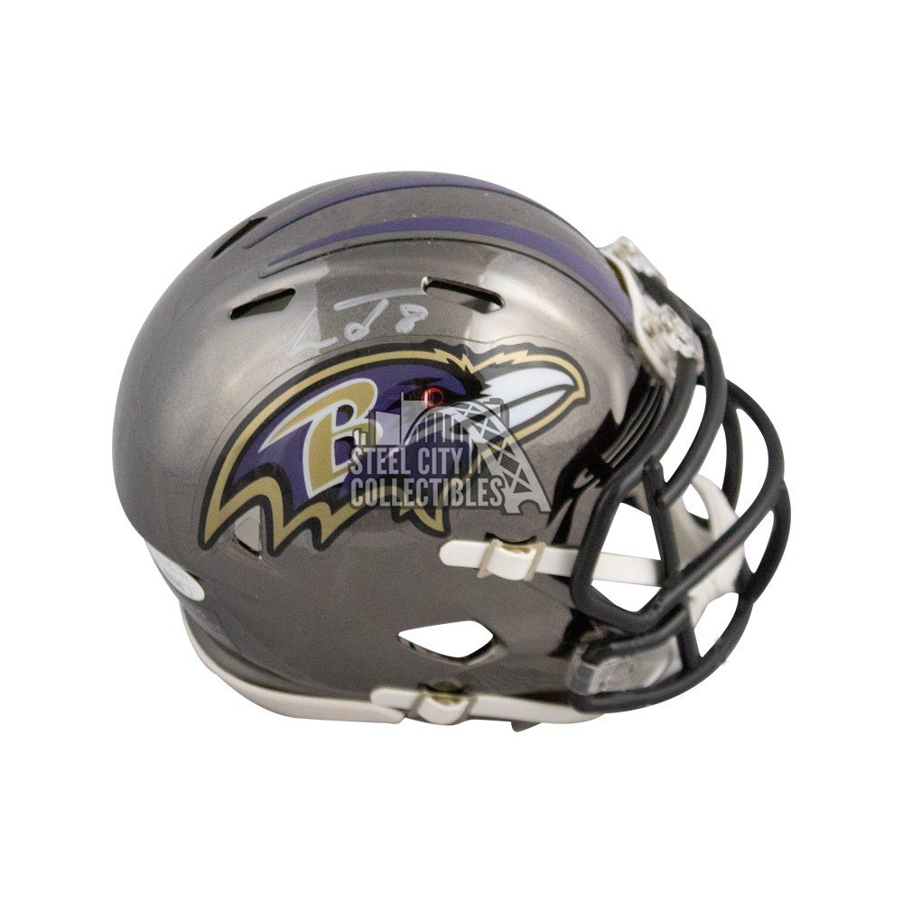 Lamar Jackson Autographed Baltimore Ravens Chrome Mini Football Helmet -  JSA COA