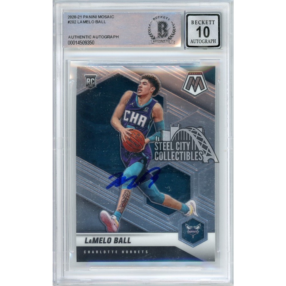 LaMelo Ball 2020-21 Panini Mosaic Autograph Rookie Card #202 BAS 10