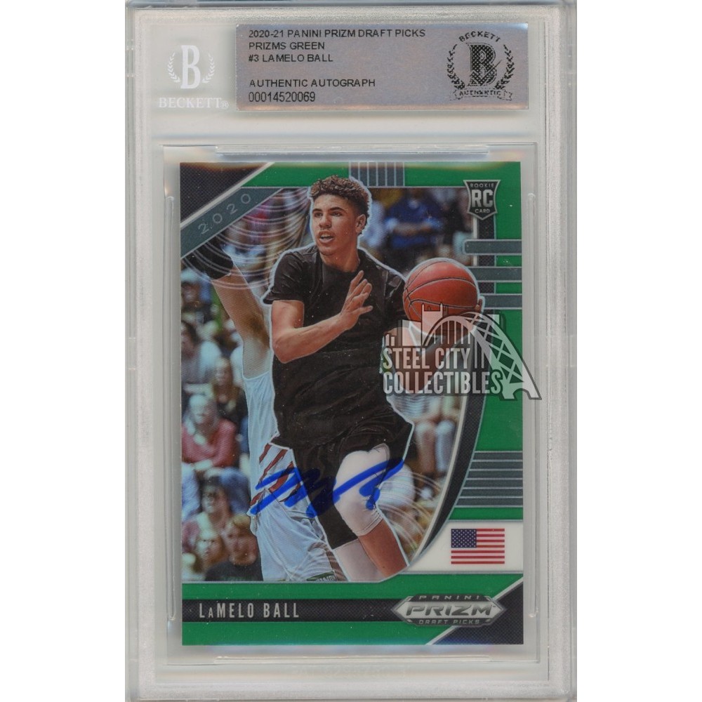 LaMelo Ball 2020-21 Panini Prizm Draft Picks Green Autograph Rookie