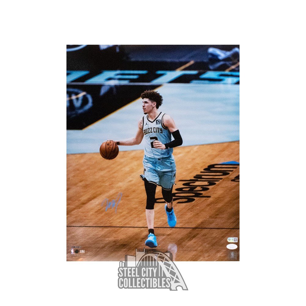 LaMelo Ball Autographed Charlotte 16x20 Photo JSA COA