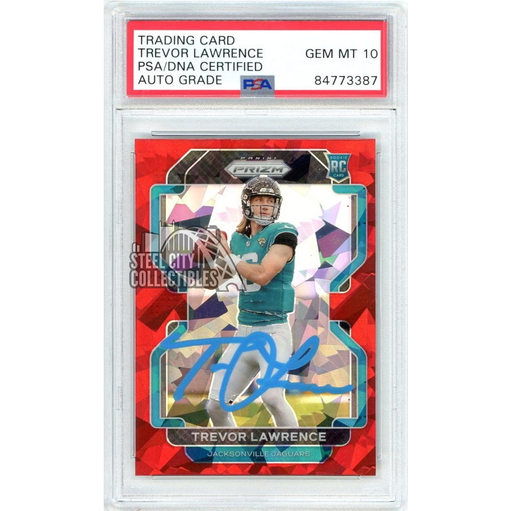 Trevor Lawrence 2021 Panini Prizm Red Cracked Ice Autograph Rookie