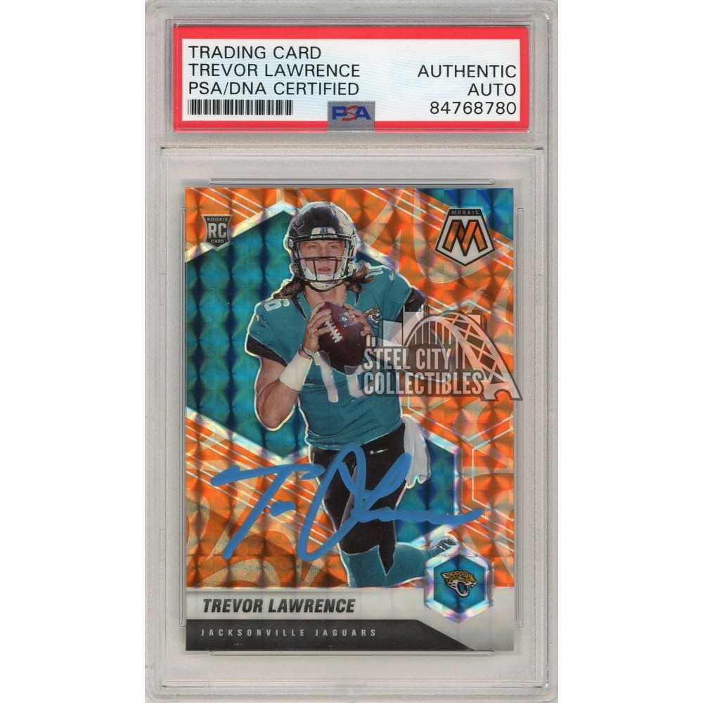 Trevor Lawrence 2021 Panini Mosaic Orange Autograph Rookie Card