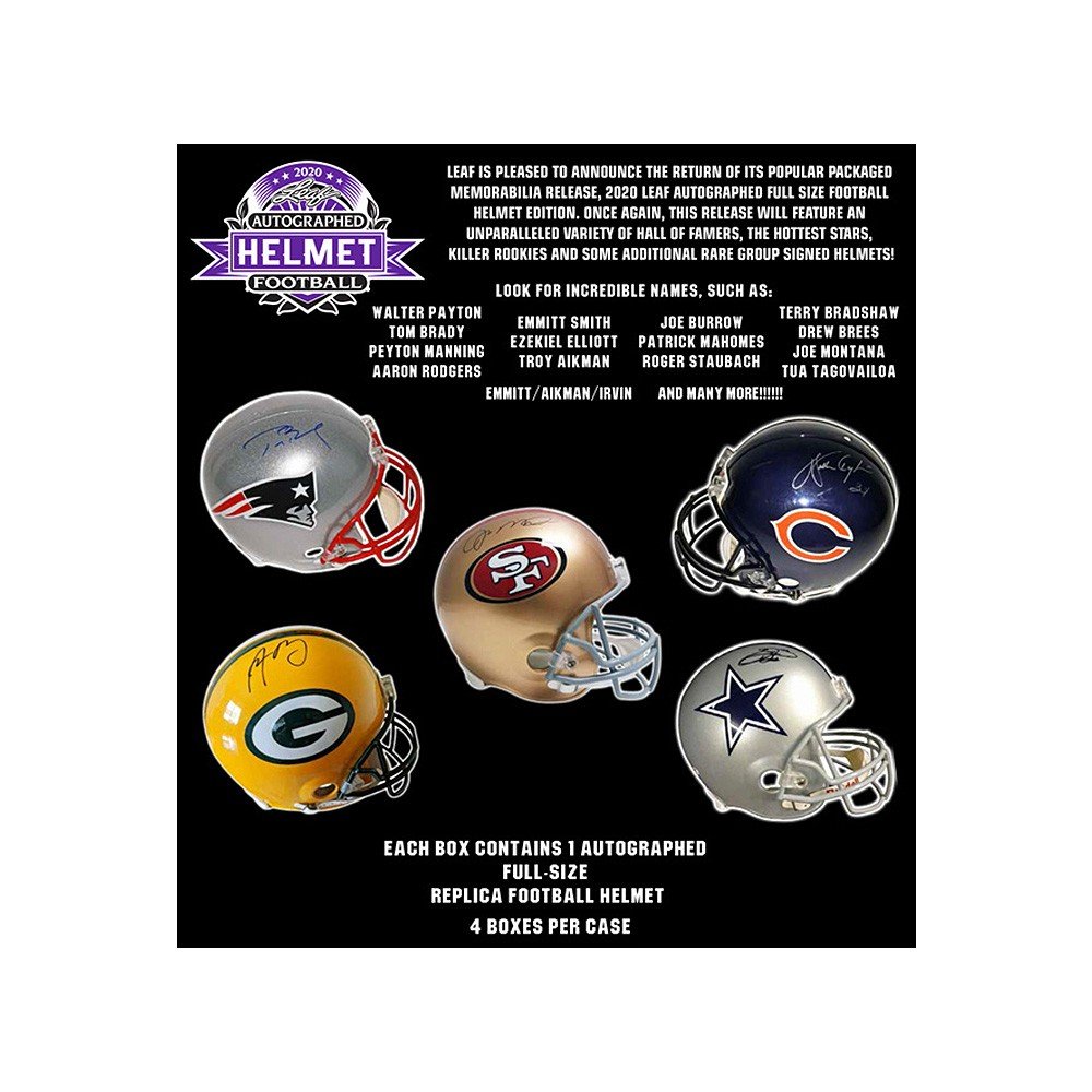 2020 leaf football helmet 2020 Leaf Autographed Football Full Size Helmet Edition 4-Box Case