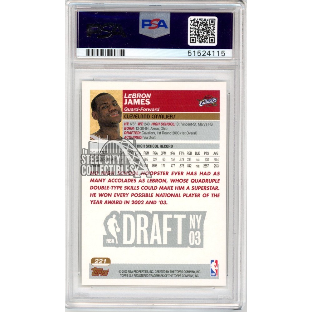 LeBron James 2003-04 Topps Basketball Rookie Card RC #221 PSA 9