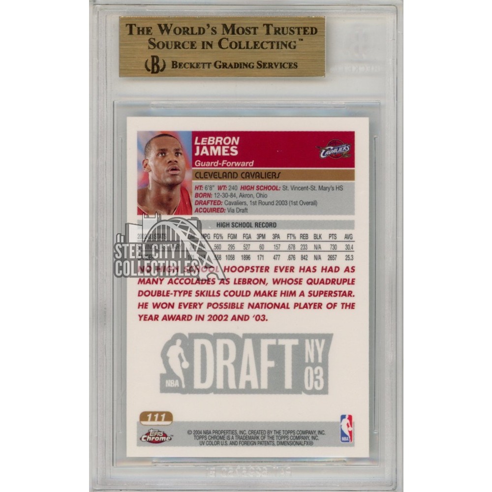 LeBron James 2003-04 Topps Chrome Rookie Card #111 BGS 9.5 LeBron James 2003-04 Topps Chrome Rookie Card #111 BGS 9.5