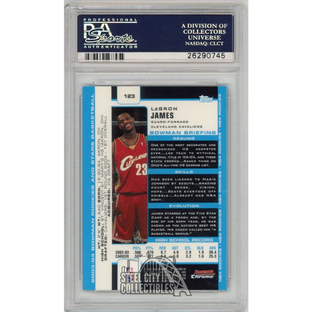 LeBron James 2003-04 Bowman Chrome Rookie Card #123 PSA 9 | Steel