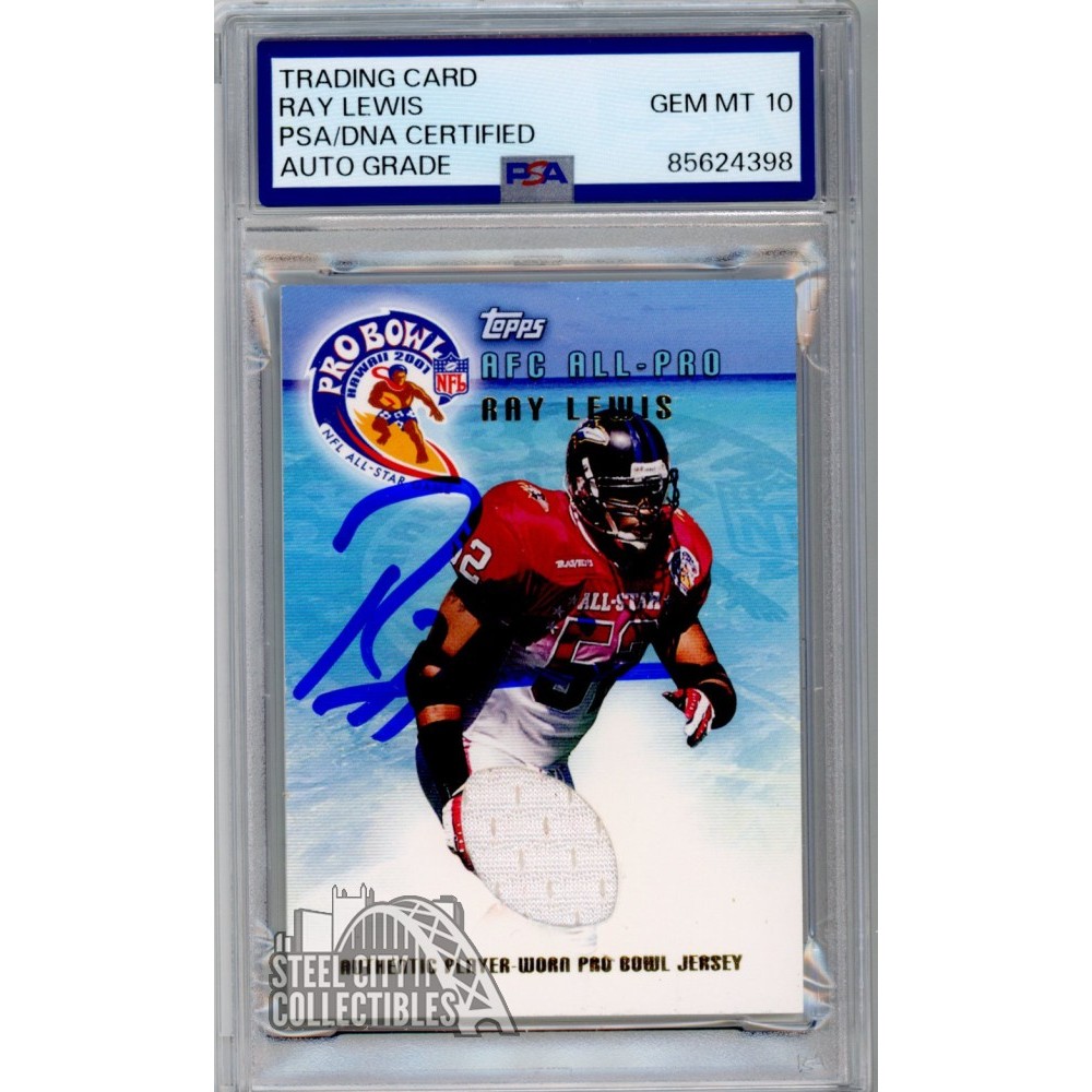 Ray Lewis 2001 Topps Pro Bowl Autograph Jersey Card #TP-RL PSA/DNA
