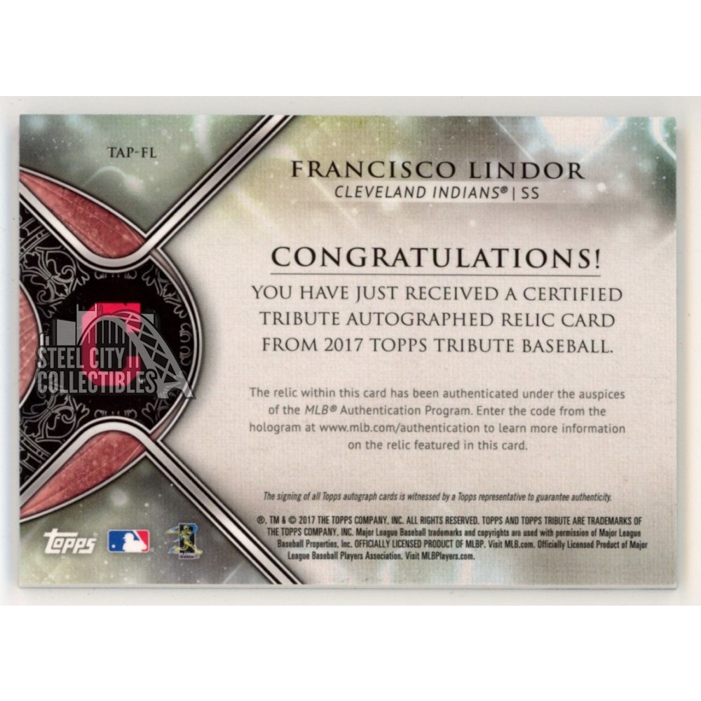 Francisco Lindor 2017 Topps Tribute Autograph Patch Card 07/10