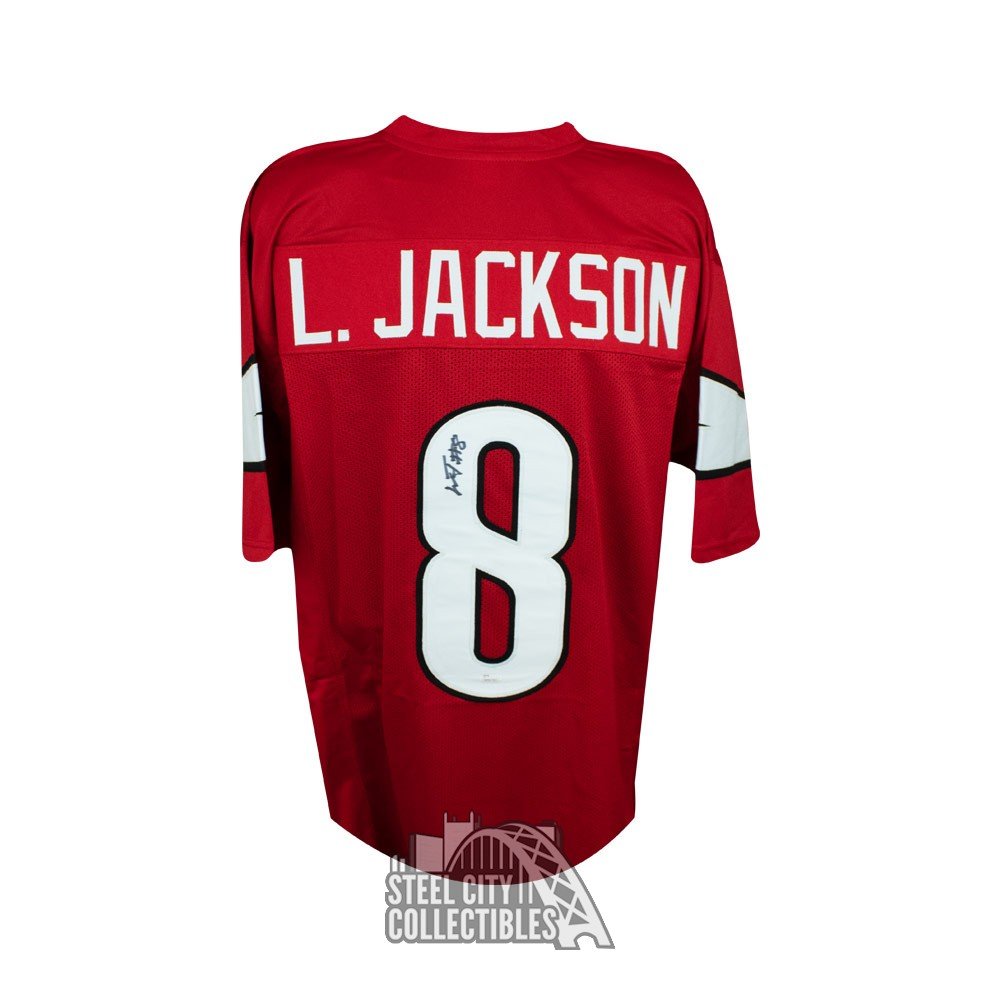 Lamar Jackson Autographed Louisville Cardinals Custom Red Football