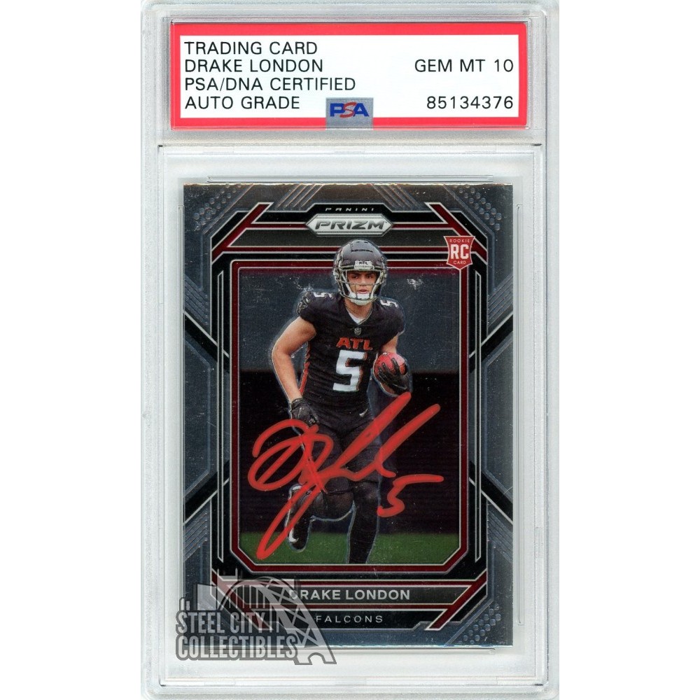 Drake London 2022 Panini Prizm Autograph Rookie Card 308 Psa Dna 10 Red Steel City Collectibles Drake London 2022 Panini Prizm Autograph Rookie Card 308 Psa Dna 10 Red Steel City Collectibles