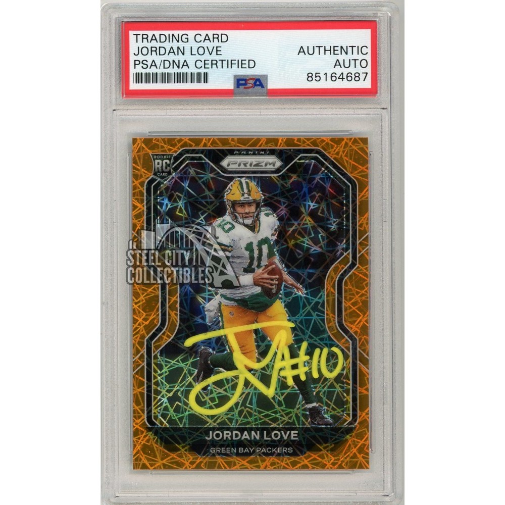 Jordan Love 2020 Panini Prizm Orange Lazer Autograph Rookie Card