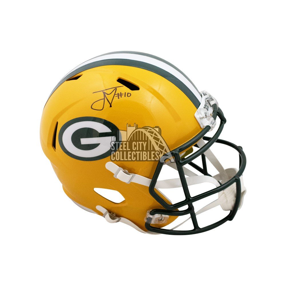 thumbnail image 2 of Riddell Green Bay Packers White Alternate Speed Replica Full Size Football Helmet 2 of 6