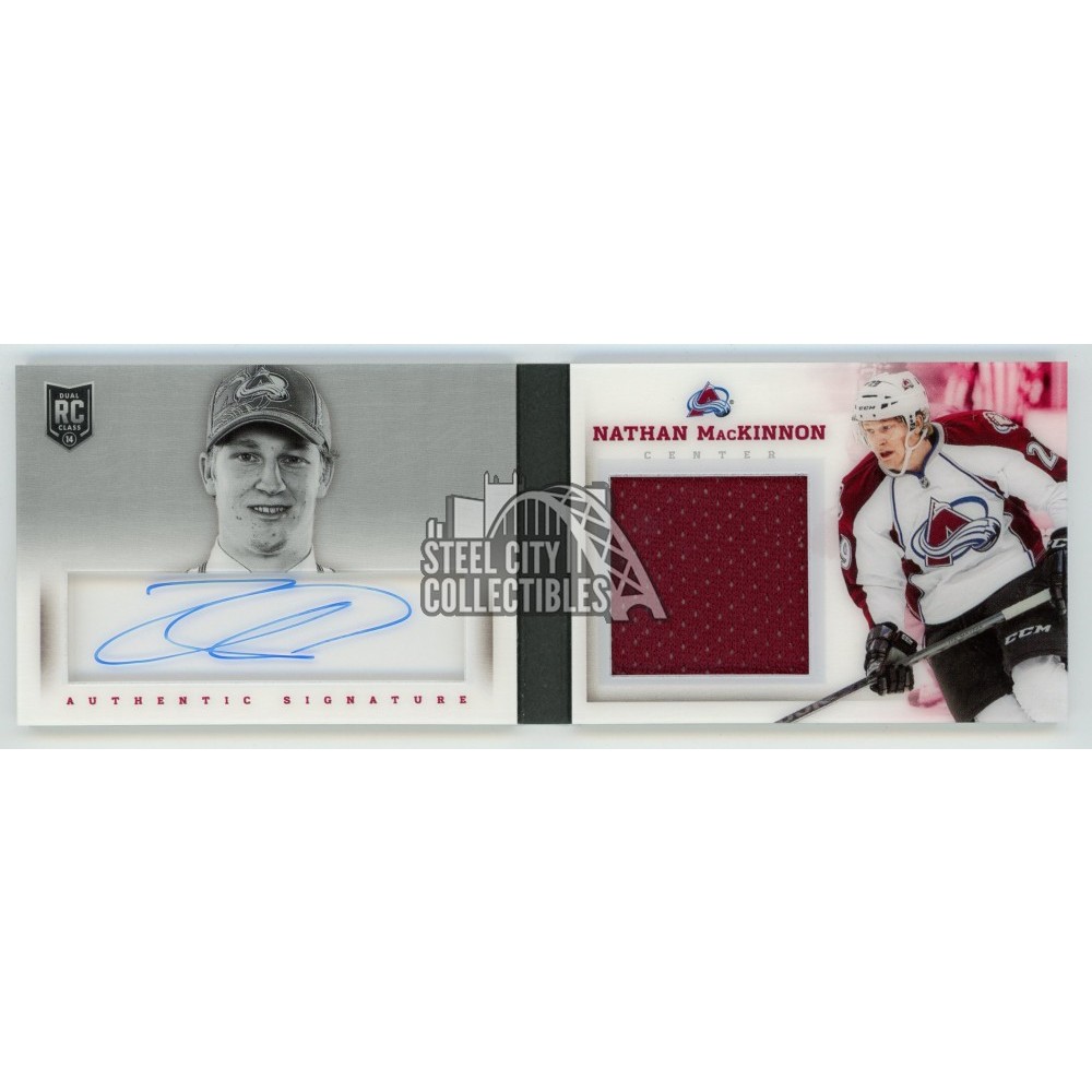 Nathan Mackinnon 201314 Panini Playbook Autograph Rookie Jersey Card