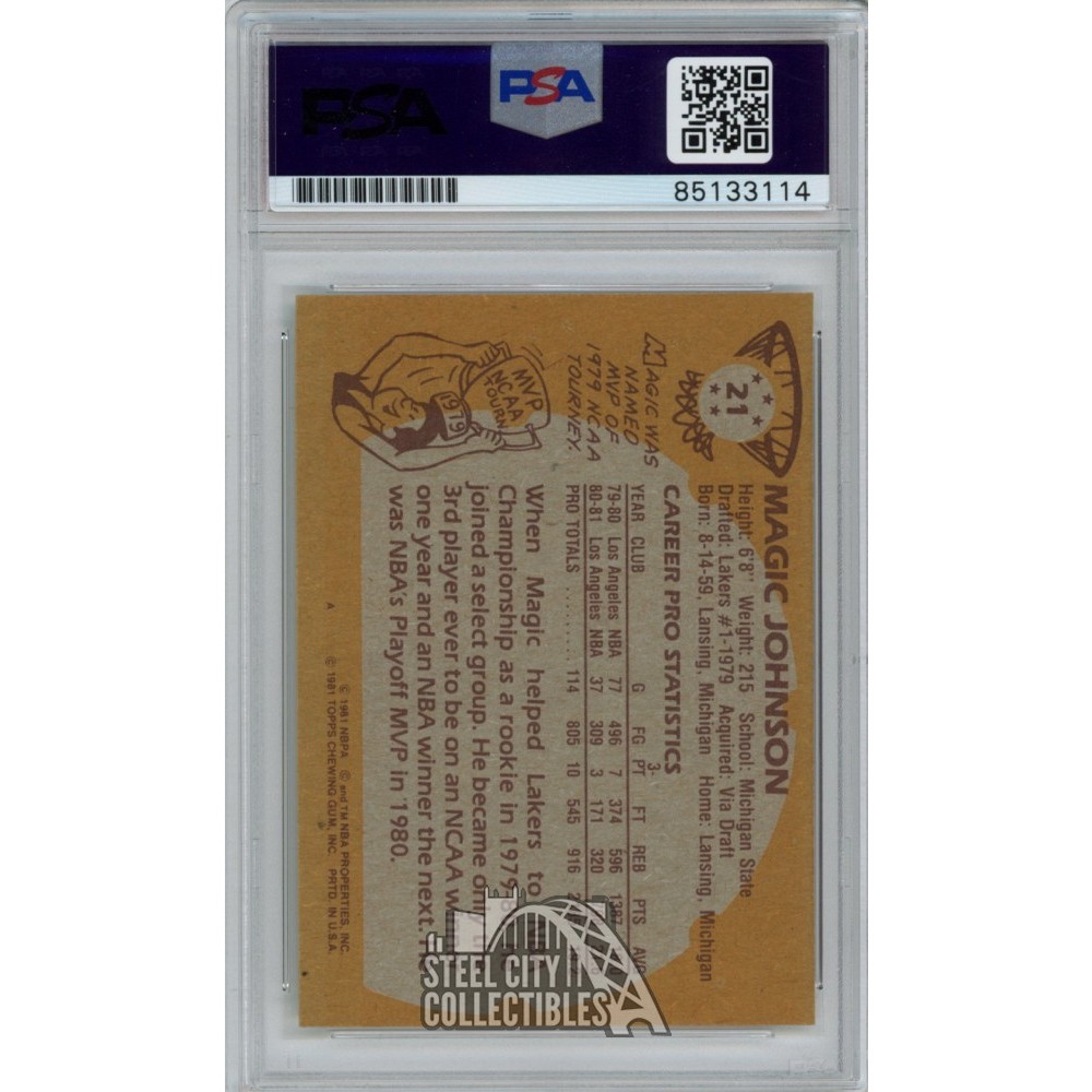 Magic Johnson 1981-82 Topps Autograph Card #21 PSA/DNA 10 | Steel