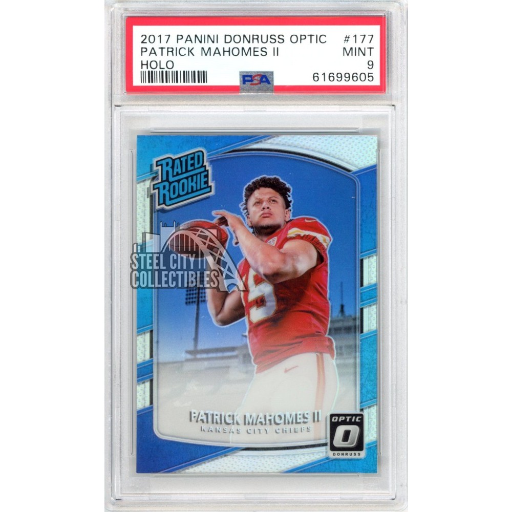 Patrick Mahomes 2017 Panini Donruss Optic Holo Rated Rookie Card #177 PSA 9  Mint