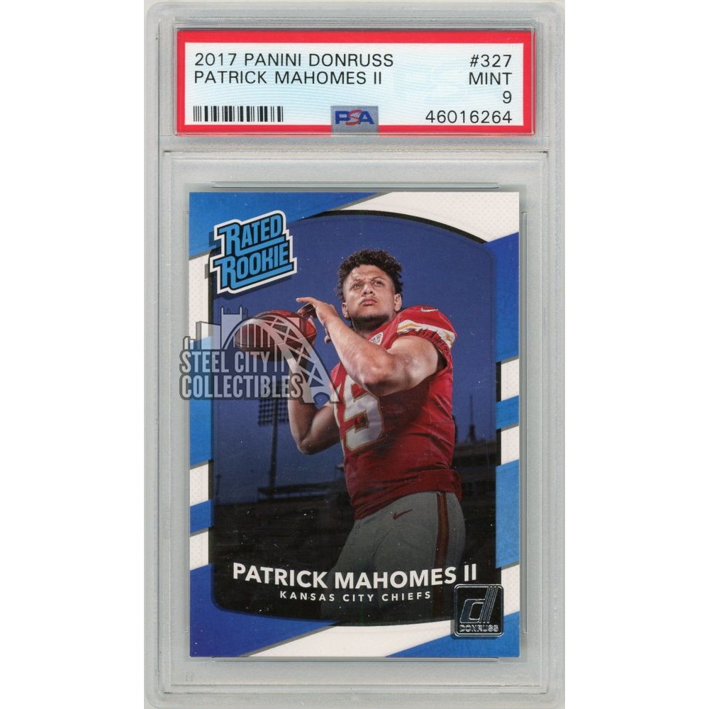 Patrick Mahomes II 2017 Panini Donruss Rated Rookie Card PSA 9 Mint Patrick Mahomes II 2017 Panini Donruss Rated Rookie Card PSA 9 Mint