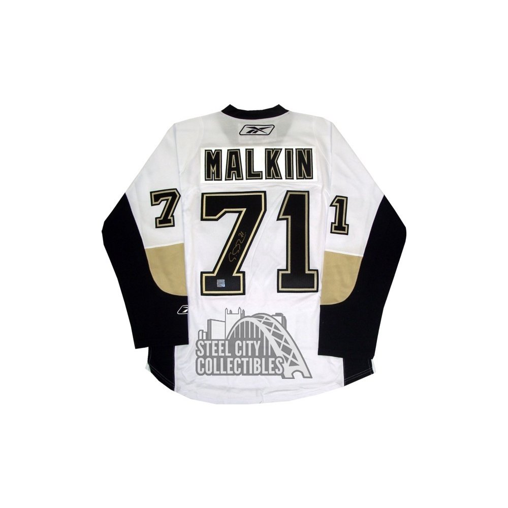 Evgeni Malkin Autographed and Framed White Penguins Jersey