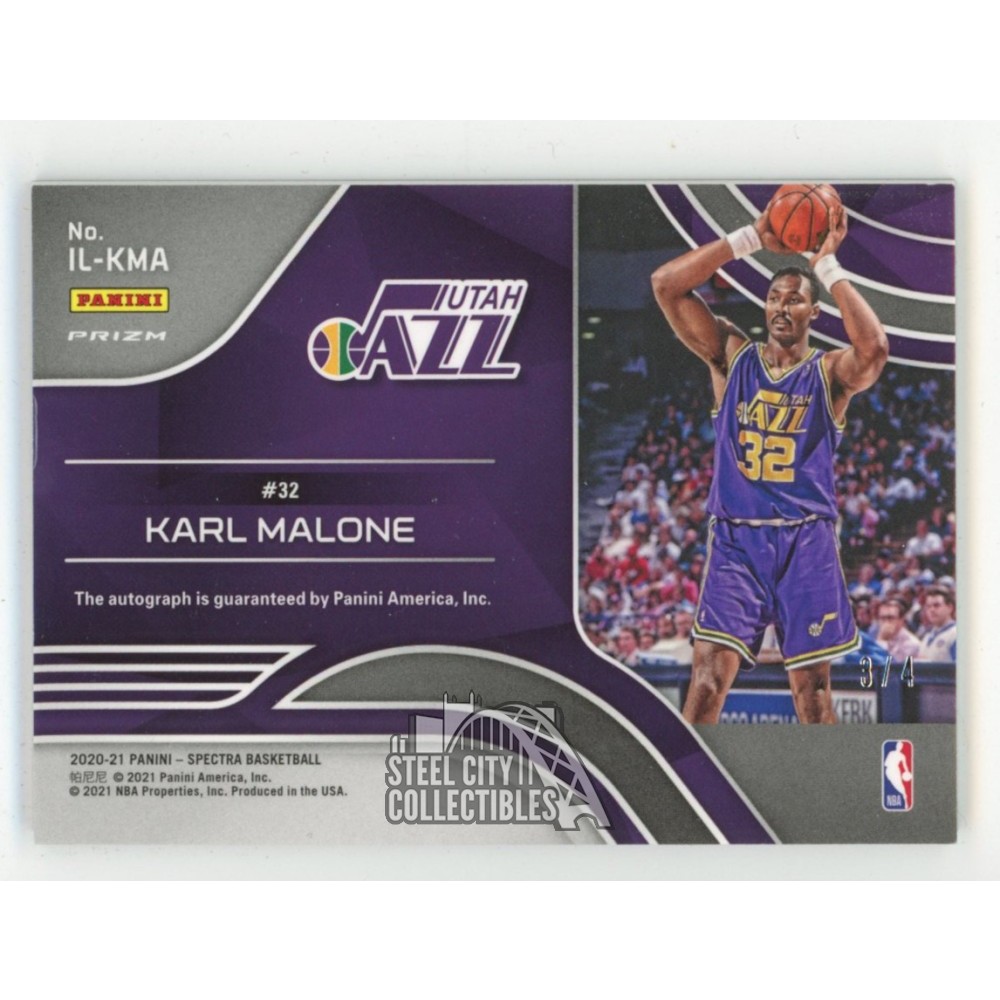 Karl Malone 2020-21 Panini Spectra Illustrious Gold Autograph Card
