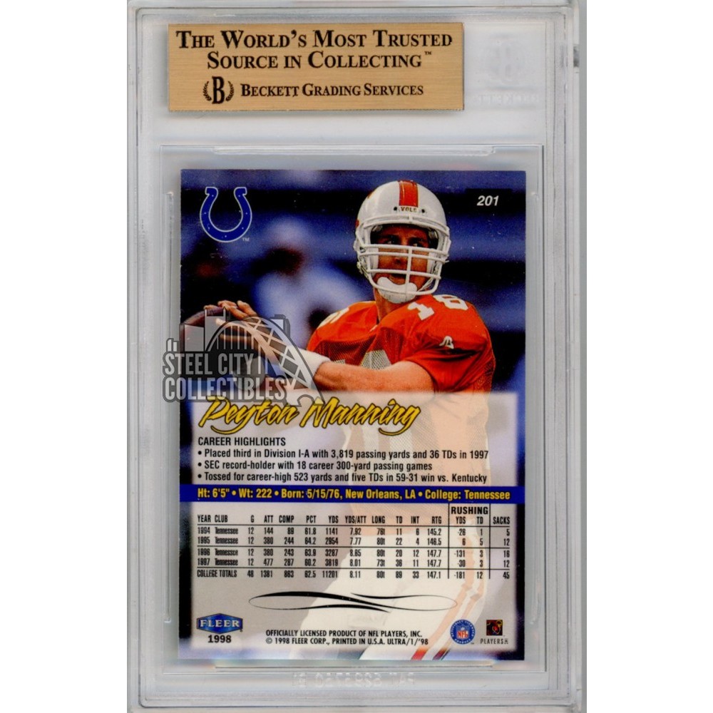 Peyton Manning 1998 Fleer Ultra Rookie Card #201 BGS 9.5 Gem Mint