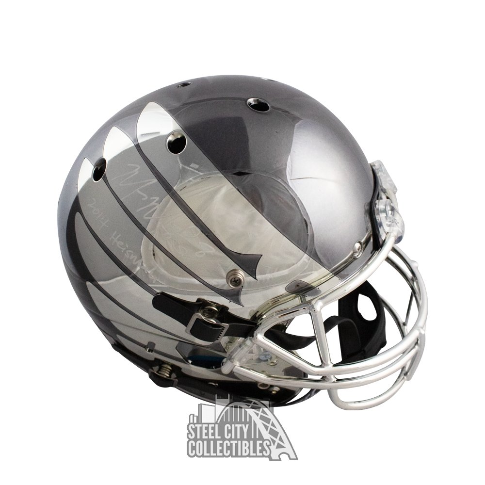 Marcus Mariota 2014 Heisman Autographed Oregon Chrome F S Helmet Bas White Ink Steel City Collectibles