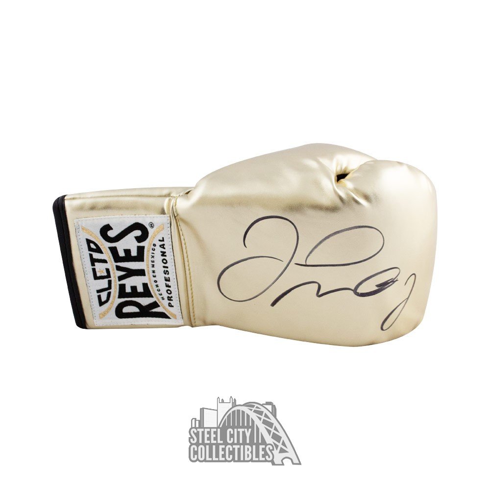 Floyd Mayweather Autographed Cleto Reyes Gold Boxing Glove BAS COA