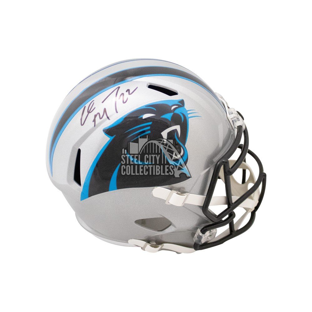 carolina panthers christian mccaffrey autographed full size football helmet Christian McCaffrey Autographed Panthers Speed Replica Full-Size Football  Helmet