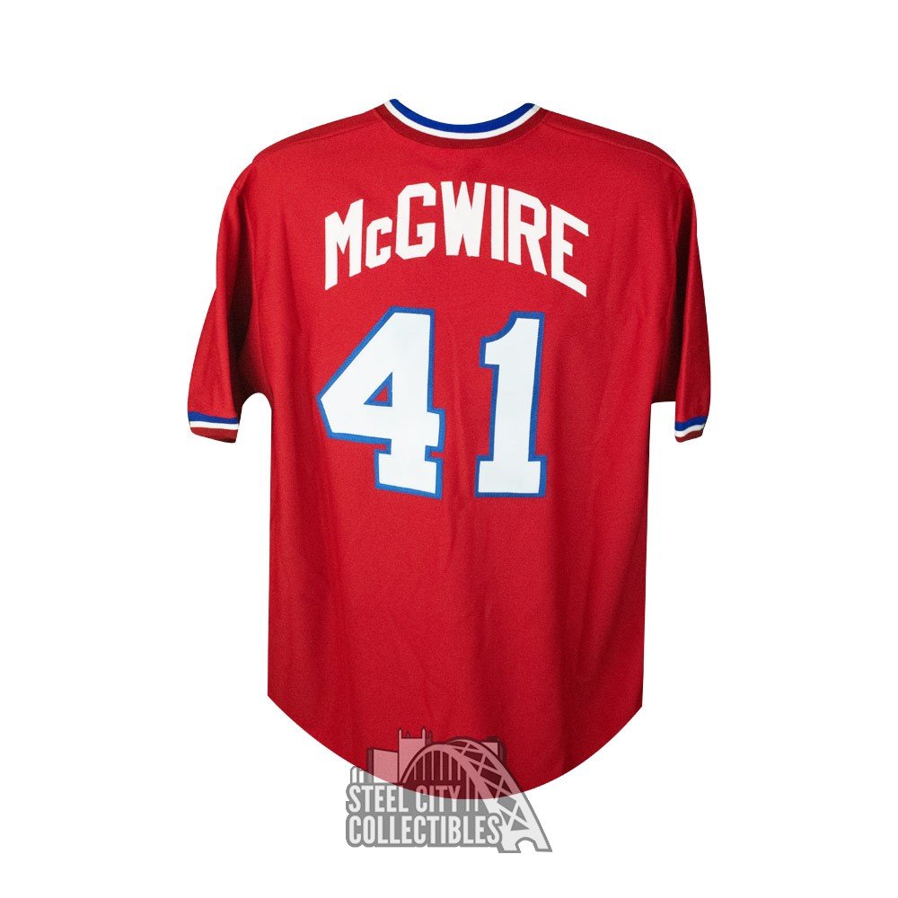 Mark McGwire Autographed St Louis Signed Majestic Jersey BIG MAC 583 HRs  JSA COA