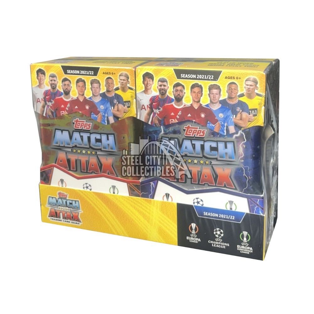 2021-22 Topps UEFA Champions League Match Attax Soccer Mega Tin 48-Tin Case