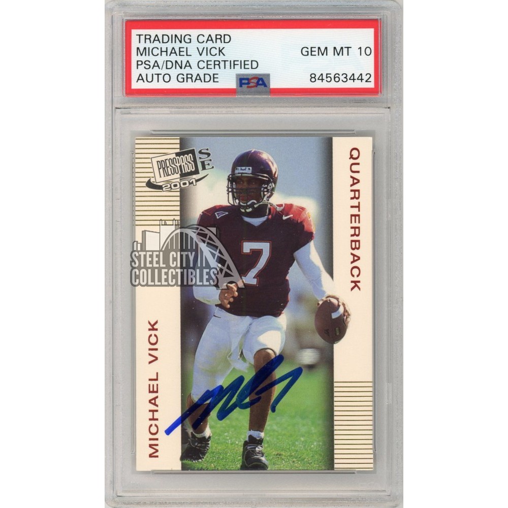 Michael Vick 2001 Press Pass Gold Foil Autograph Rookie Card 1 PSA/DNA