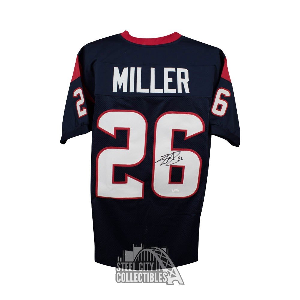 Lamar Miller Autographed Houston Custom Blue Football Jersey JSA COA