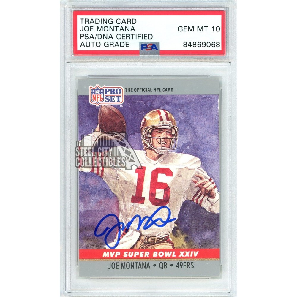 Joe Montana 1990 Pro Set Autograph Card #214 PSA/DNA 10 | Steel