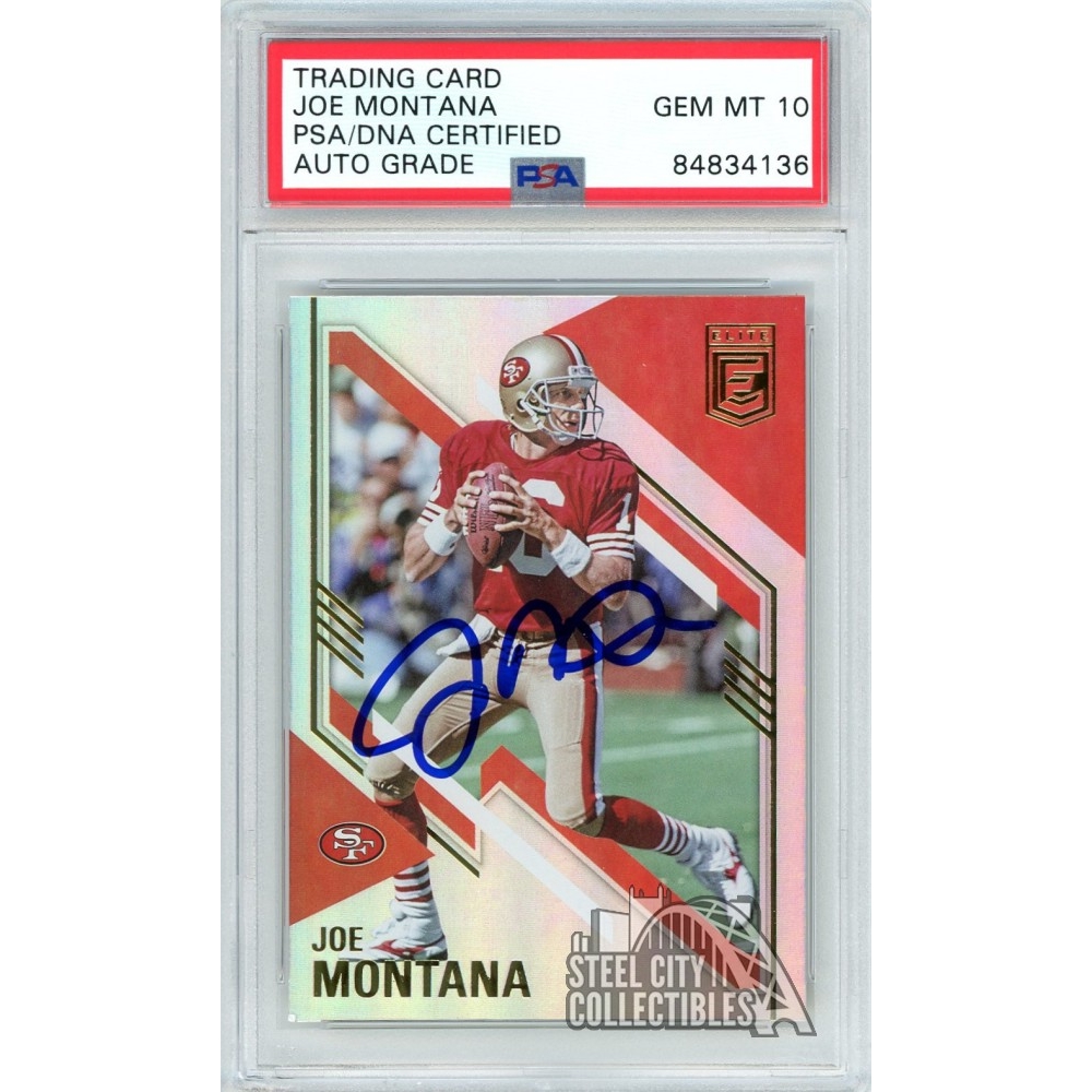 Joe Montana 2021 Panini Donruss Elite Autograph Card #99 PSA/DNA