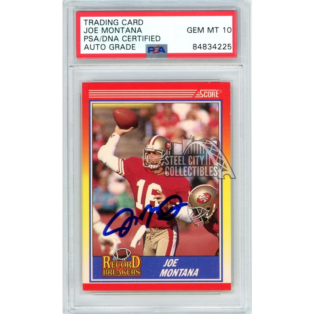 Joe Montana 1990 Score Record Breakers Autograph Card #594 PSA/DNA