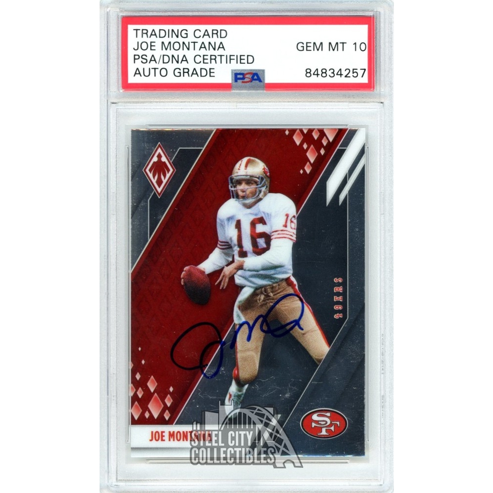 Joe Montana 2021 Panini Phoenix Football Autograph Card #82 PSA