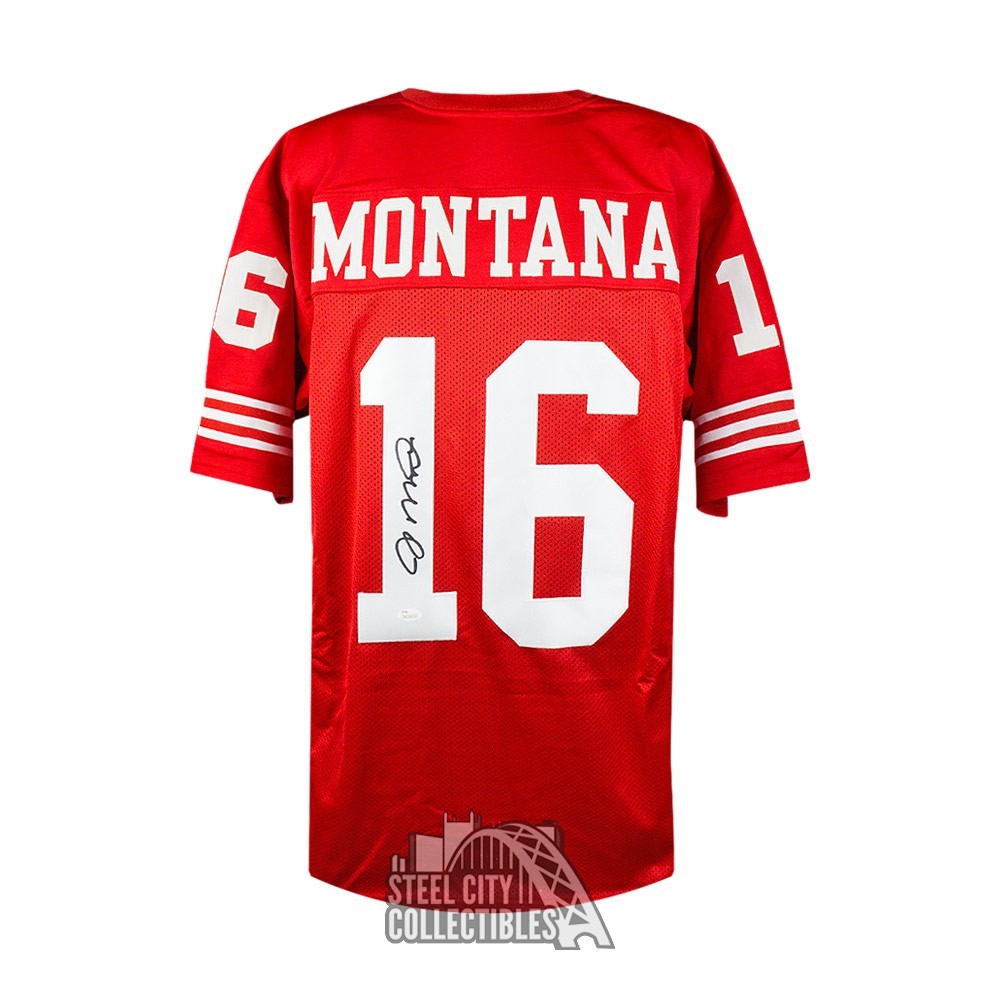 Joe Montana San Francisco 49ers Autograph Signed Custom Framed Jersey Red 4 Picture JSA Witnessed Certified 