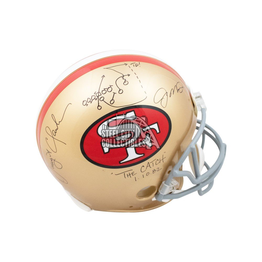 Joe Montana Dwight Clark The Catch Autographed 49ers Proline Full-Size  Football Helmet - JSA COA