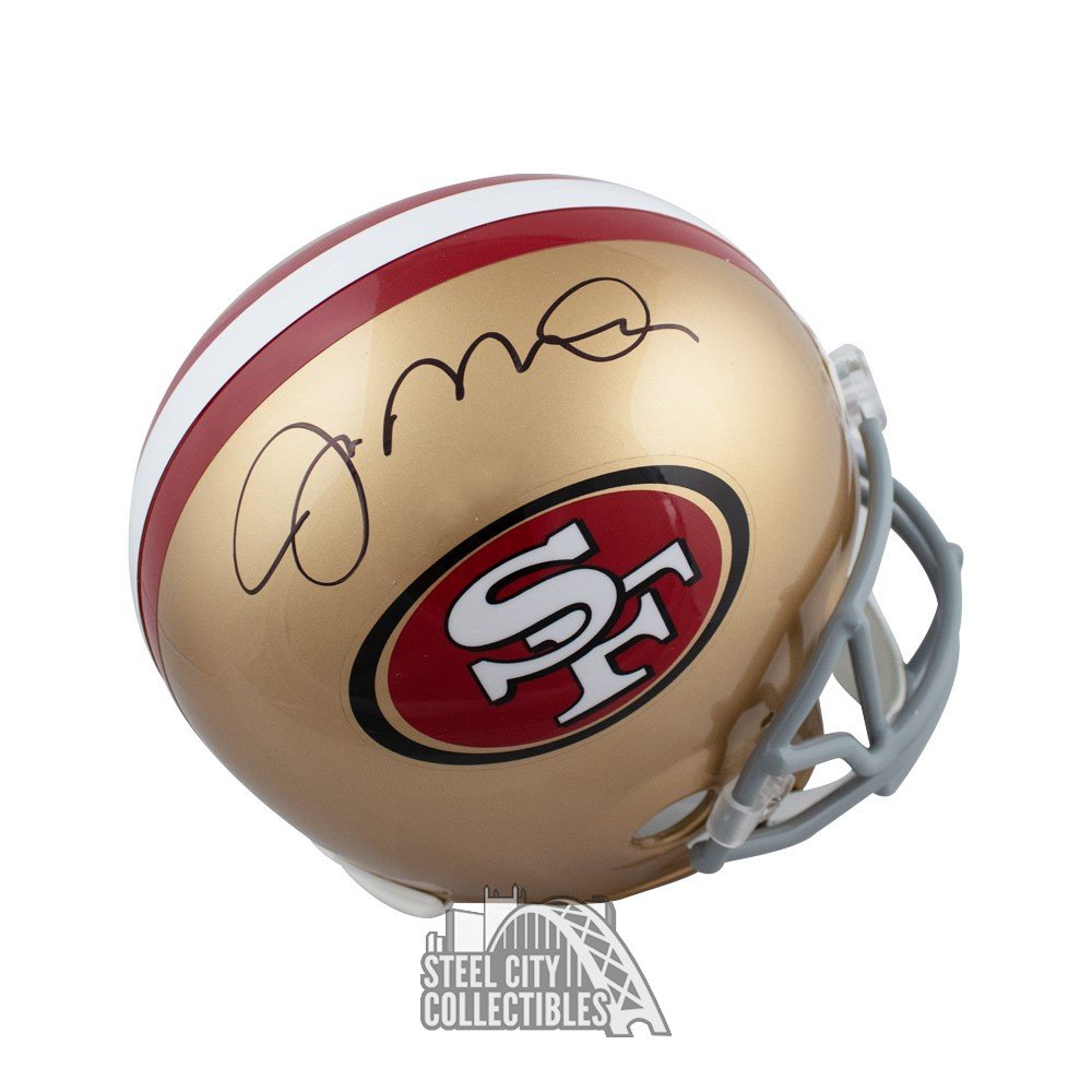 Joe Montana San Francisco 49ers Signed Autograph BLAZE Speed Mini Helmet JSA Certified 