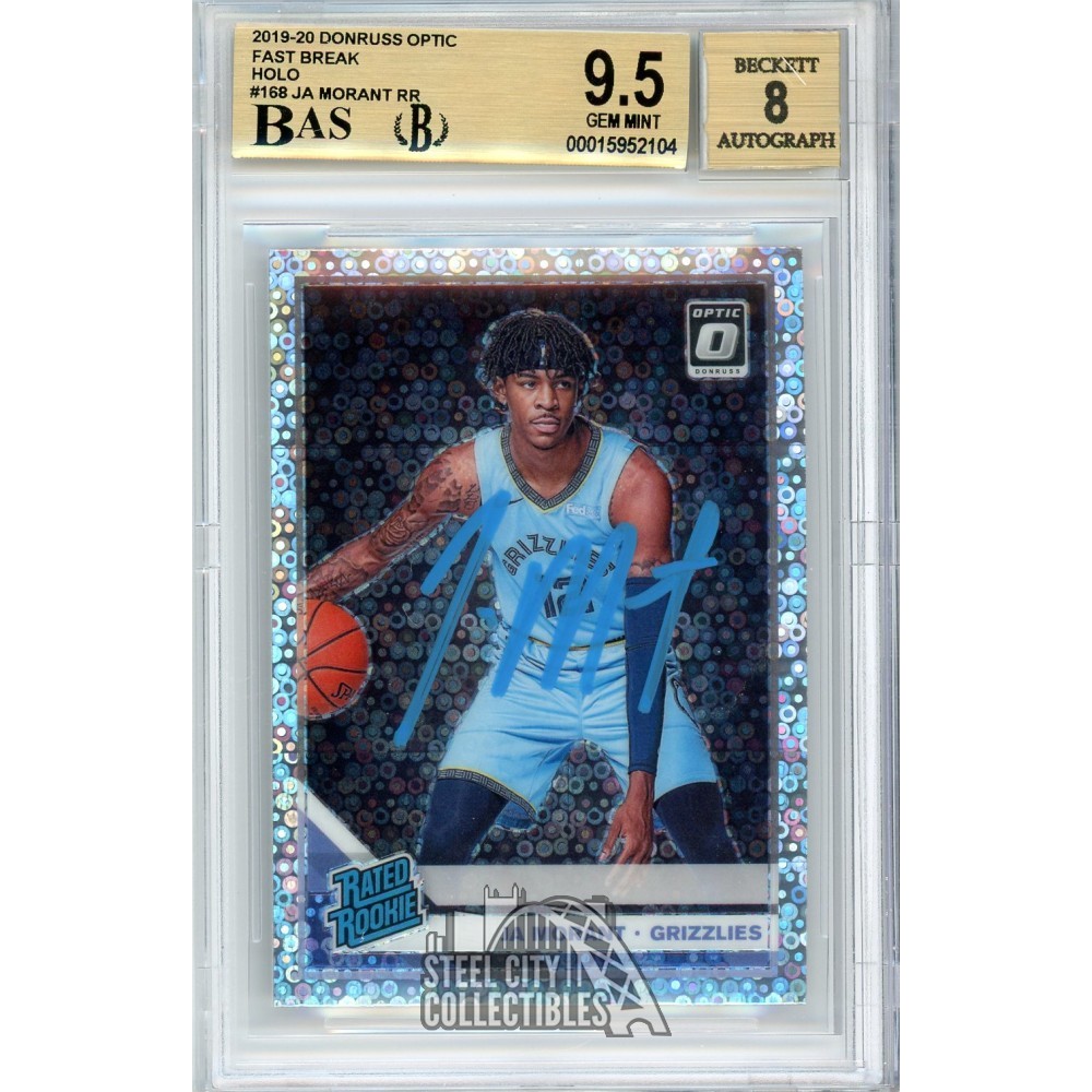 Ja Morant 2019-20 Panini Optic Fast Break Autograph Rookie Card #168 BGS  9.5 BAS 8 (Blue) | Steel City Collectibles