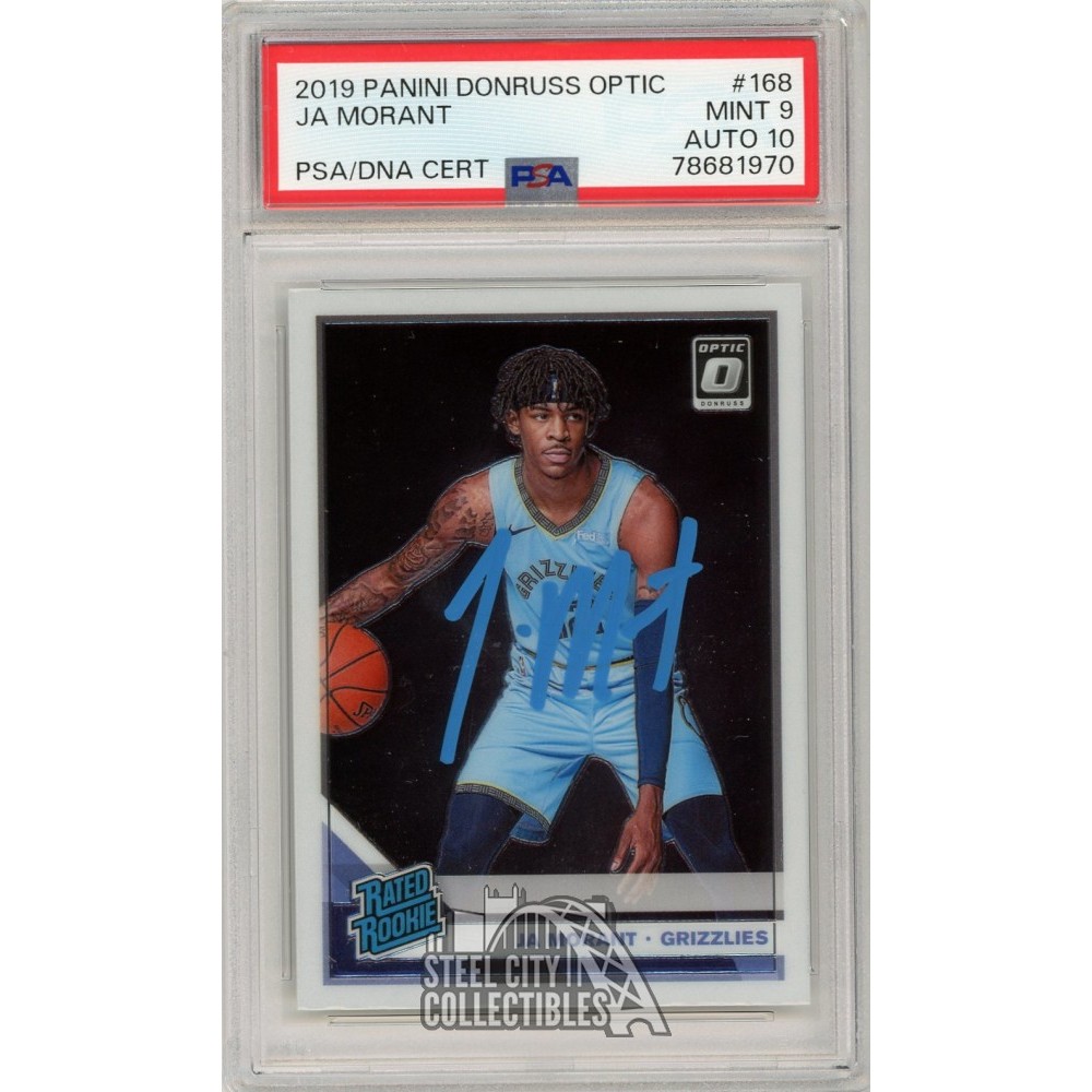 ja morant rookie card graded 2019 PANINI CHRONICLES #165 GRIZZLIES RC PSA 10 GEM MT 70529388 This card has been hand signed by Morant and has been encapsulated and authenticated by PSA Graded 2019-20 Panini Chronicles Ja