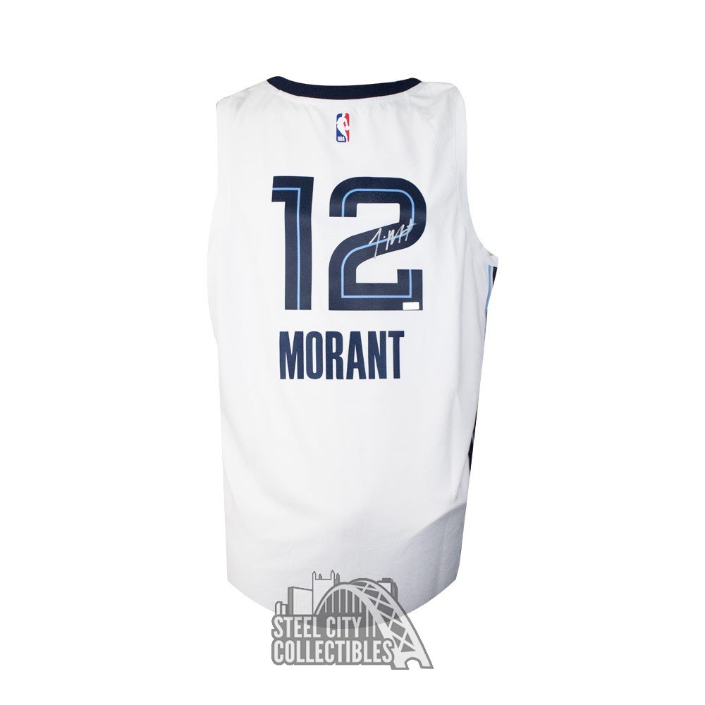 Ja Morant Signed Framed Custom White Pro-Style Basketball Jersey