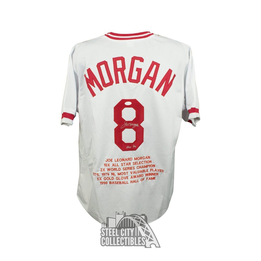 Joe Morgan Autographed Cincinnati Reds Custom White Stats Baseball ...