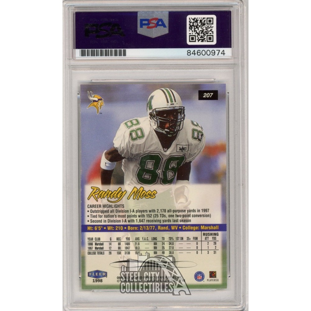 Randy Moss 1998 Fleer Ultra Autograph Rookie Card RC #207 PSA/DNA