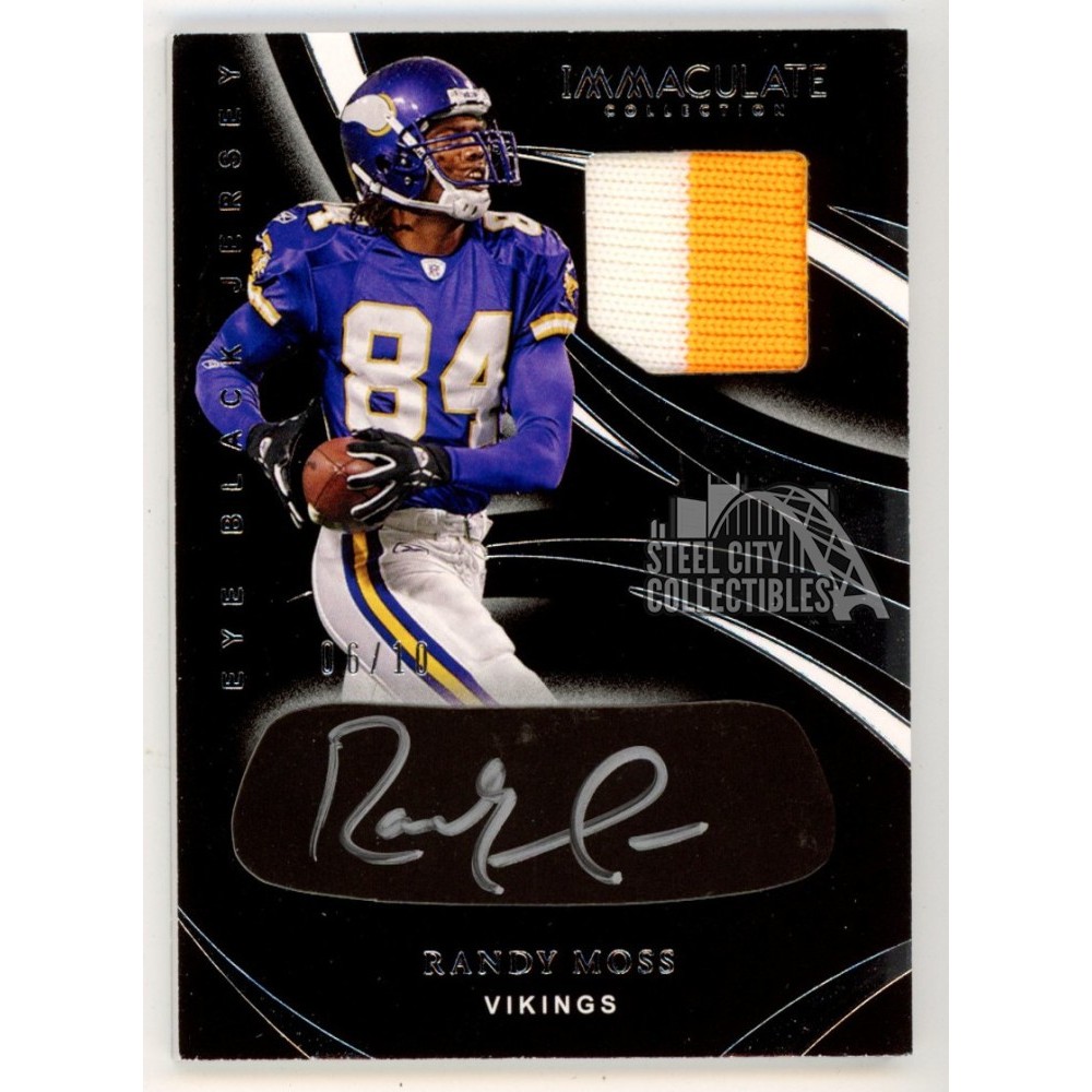 Randy Moss 2020 Panini Immaculate Eye Black Autograph Patch Card