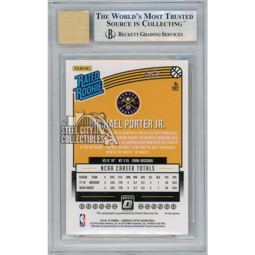 Michael Porter Jr 2018-19 Donruss Optic Fast Break Rated Rookie