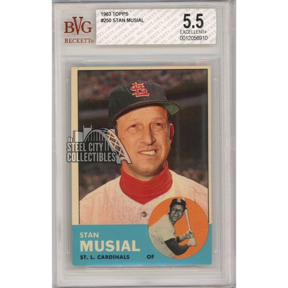 Stan Musial 1963 Topps Card #250 BVG 5.5 Excellent+ | Steel City