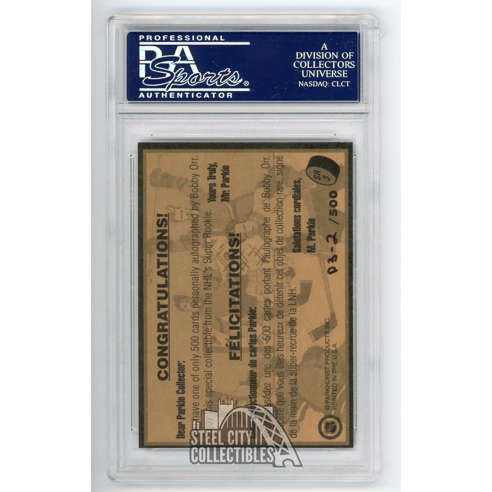 Bobby Orr 1995 Parkhurst Autographed Rookie Card #SR3 - PSA/DNA /500 |  Steel City Collectibles