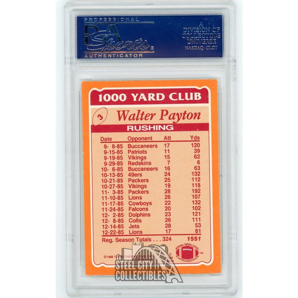 Walter Payton 1986 Topps 1000 Yard Club Autograph Auto Card #3 - PSA/DNA  Blue Ink | Steel City Collectibles