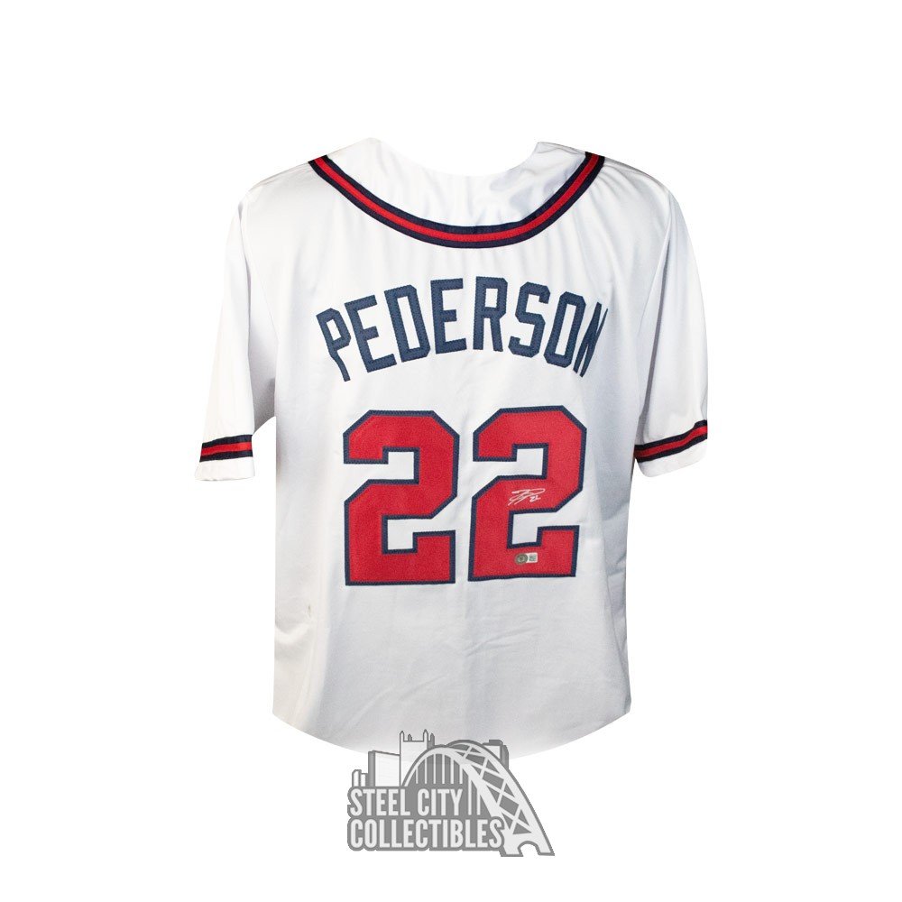 Joc Pederson Autographed Atlanta White Custom Baseball Jersey - BAS
