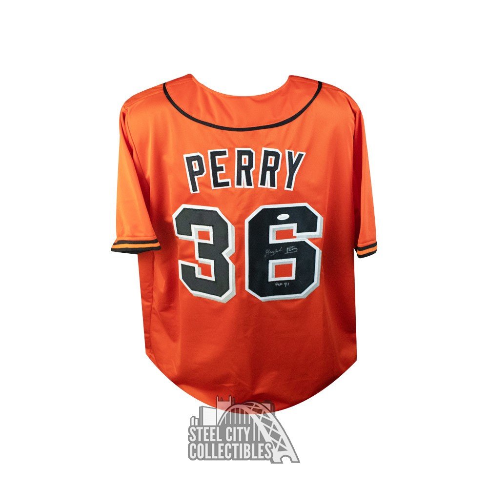 Gaylord Perry HOF 91 Autographed San Francisco Custom Orange Baseball Jersey  - JSA COA