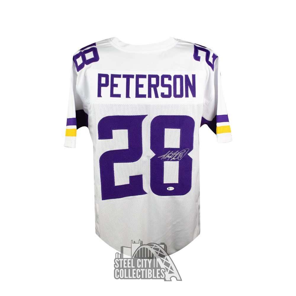 Adrian Peterson Autographed Vikings Custom White Football Jersey - BAS COA